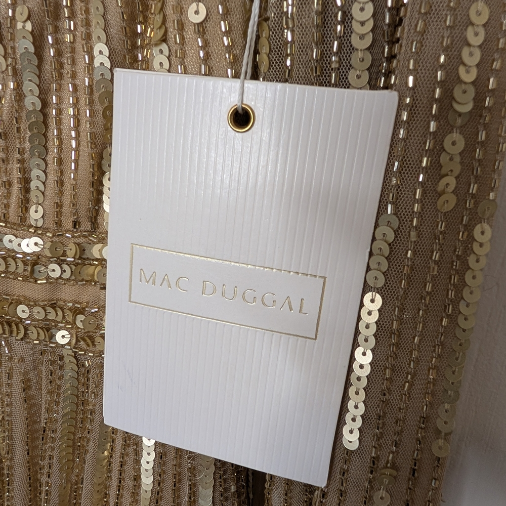 Mac Duggal Gold Long Sleeve Sequin Dress - Picture 7 of 9
